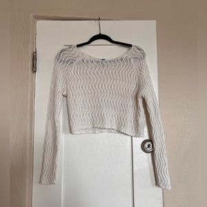 H&M Cropped White Knit Sweater